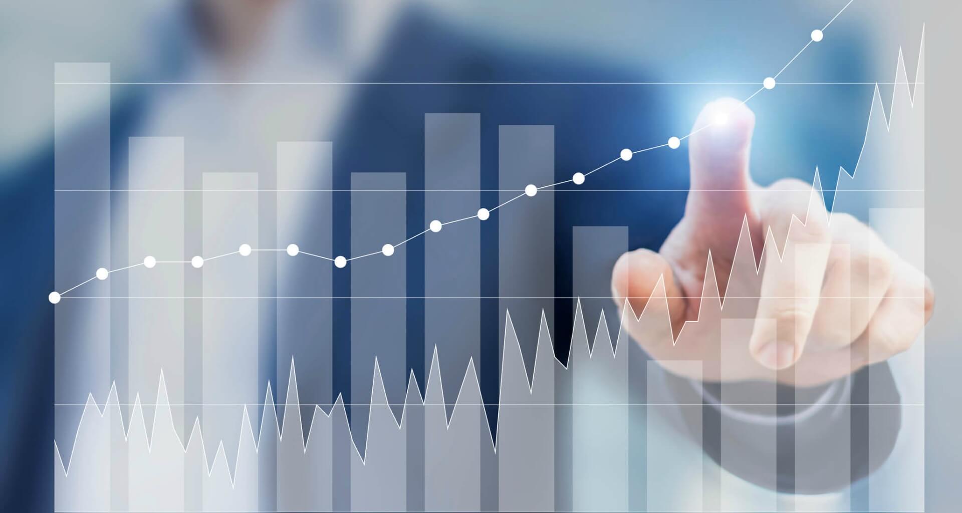 hand data pointing to screen abstract