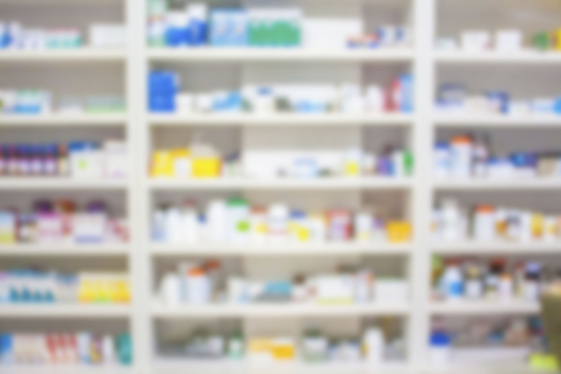 blur shelves of drugs in the pharmacy