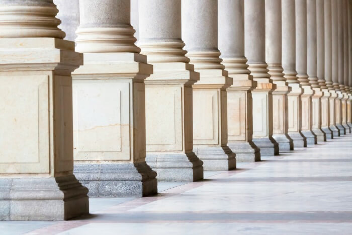 pillars of an older building