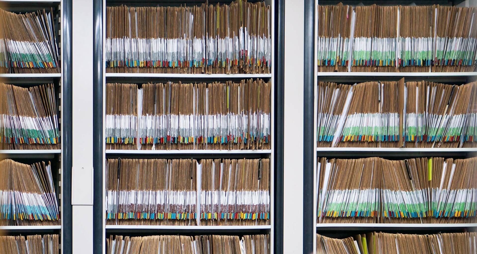 Bookshelves full of patient files